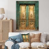 Old Wooden Door With Carvings in Paris, France VI - Farm Canvas Wall Art