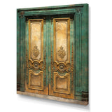 Old Wooden Door With Carvings in Paris, France VI - Farm Canvas Wall Art