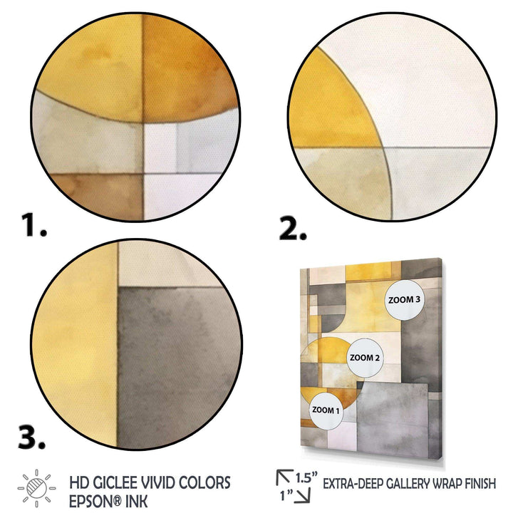Yellow and Grey Intersecting Realities I - Abstract Canvas Wall Art