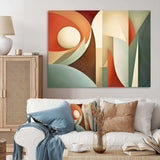 Orange Green Symmetrical Visions - Abstract Canvas Wall Art