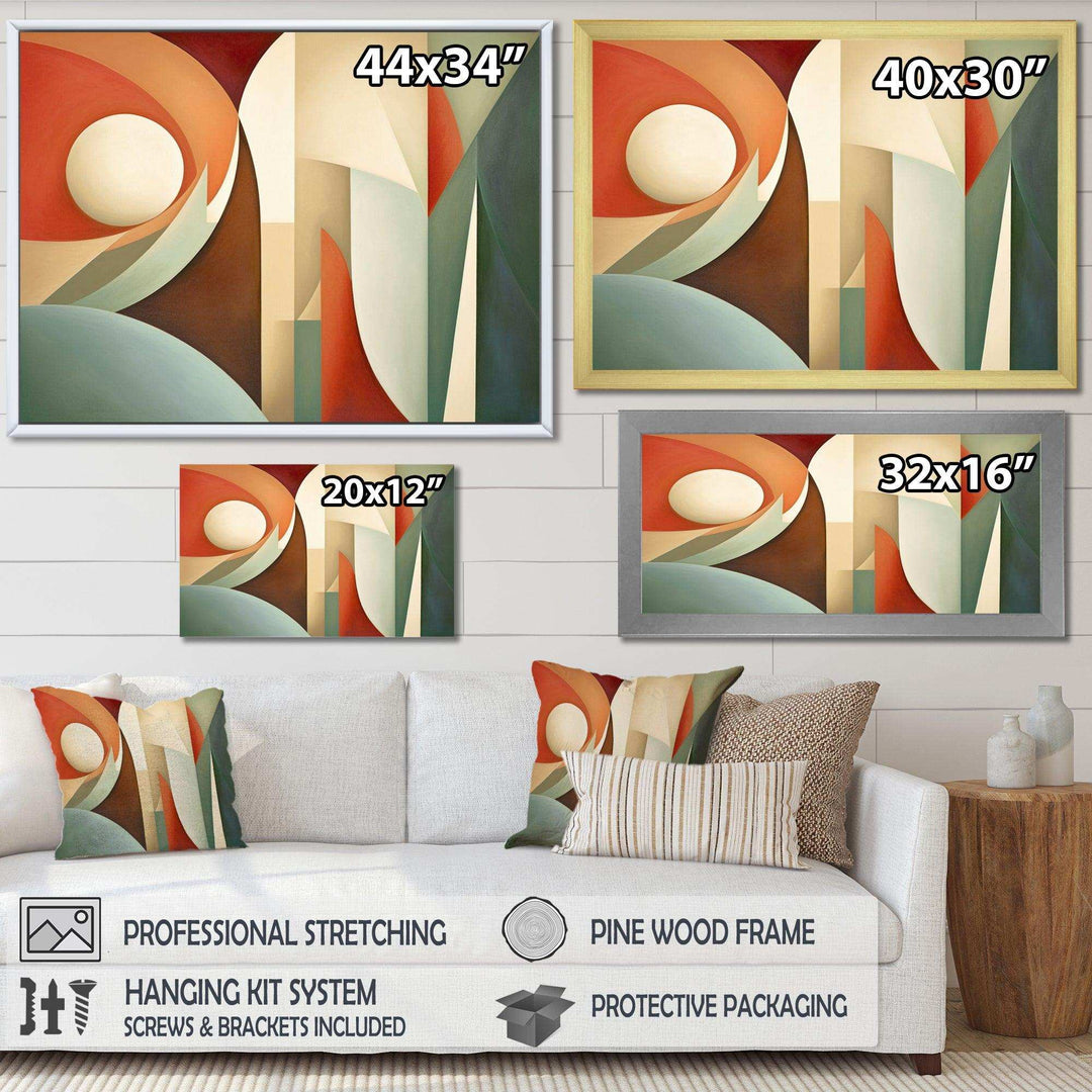 Orange Green Symmetrical Visions - Abstract Canvas Wall Art