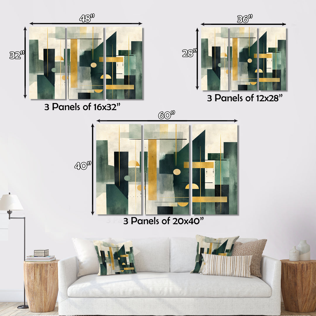Gold Green Parallel Universes - Split Panel Canvas Art