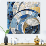 Gold Constructing Blue Realms I - Abstract Canvas Wall Art