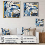 Gold Constructing Blue Realms I - Abstract Canvas Wall Art