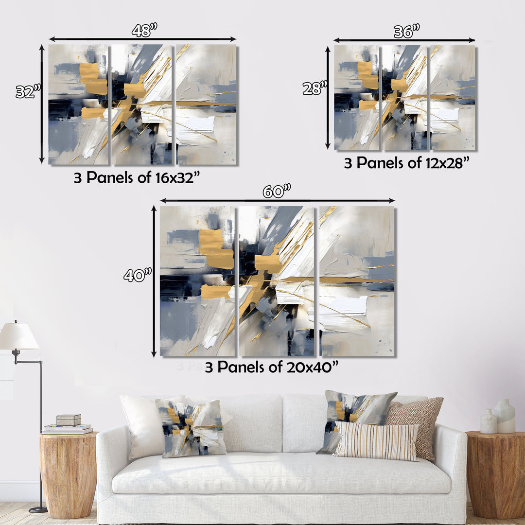 Grey and Gold Transcendent Impressions I - Multi-Panels