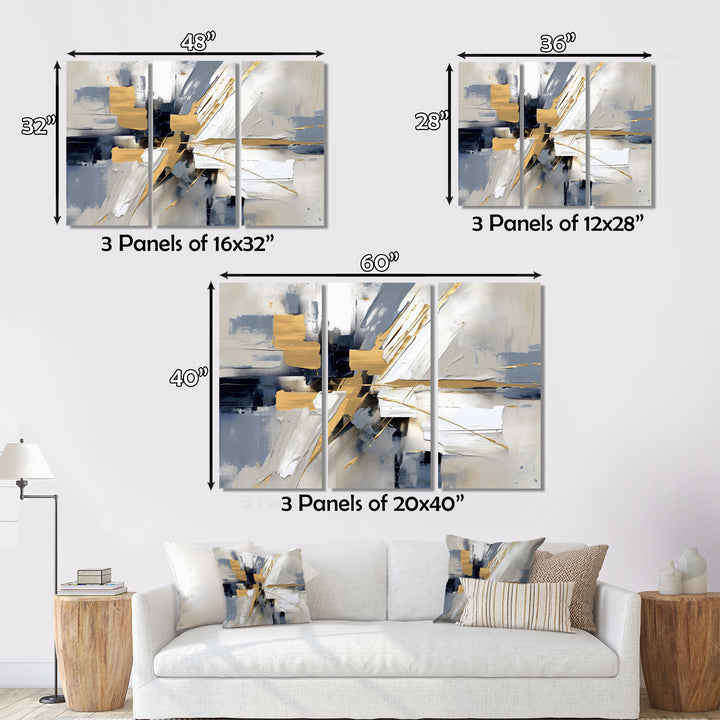 Grey and Gold Transcendent Impressions I - Multi-Panels