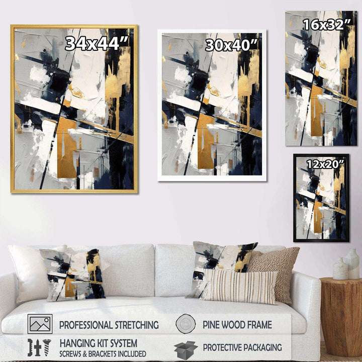 Grey and Gold Impressions Transcendent II - Abstract Canvas Wall Art