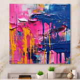 Pink and Blue Explosions Of Color - Abstract Canvas Wall Art