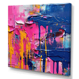 Pink and Blue Explosions Of Color - Abstract Canvas Wall Art