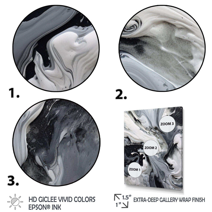 Black and Grey Harmony In Chaos - Abstract Canvas Wall Art