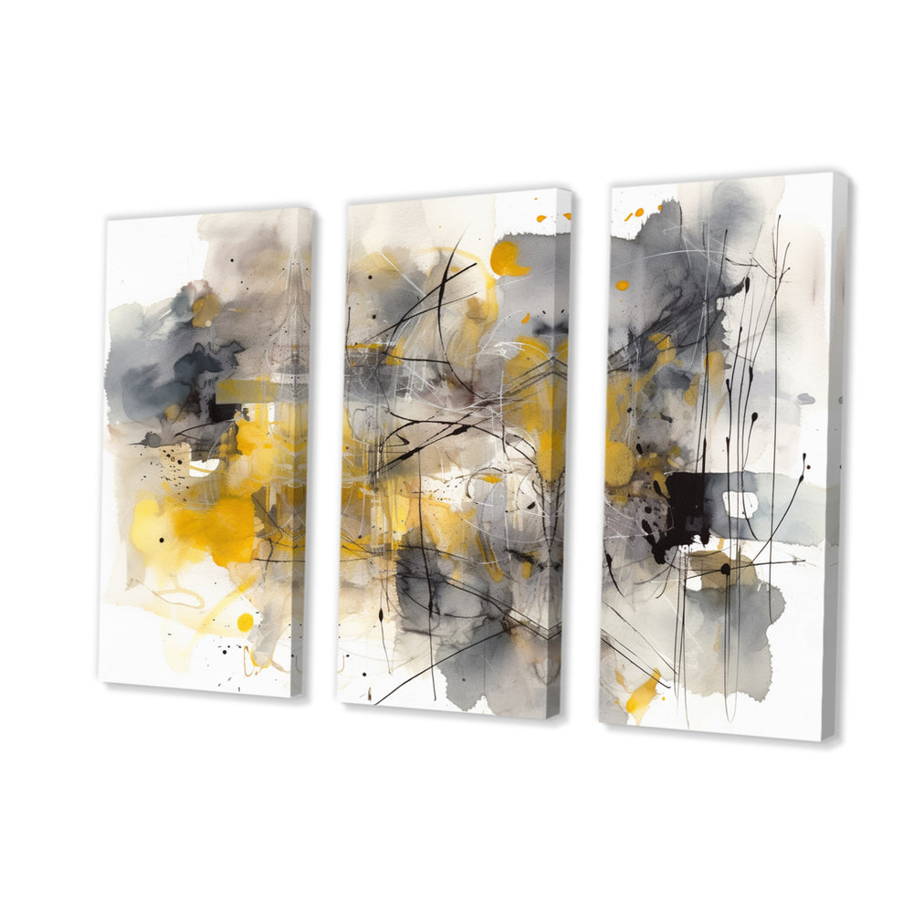Yellow and Grey Beyond The Canvas II - Multi-Panels