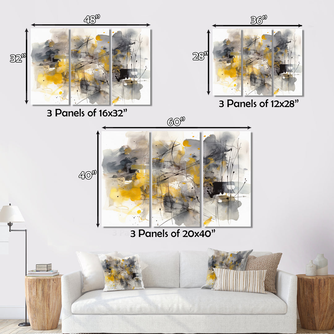 Yellow and Grey Beyond The Canvas II - Multi-Panels