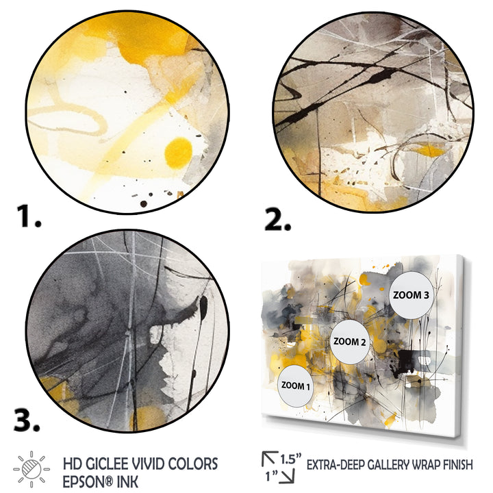 Yellow and Grey Beyond The Canvas II - Multi-Panels