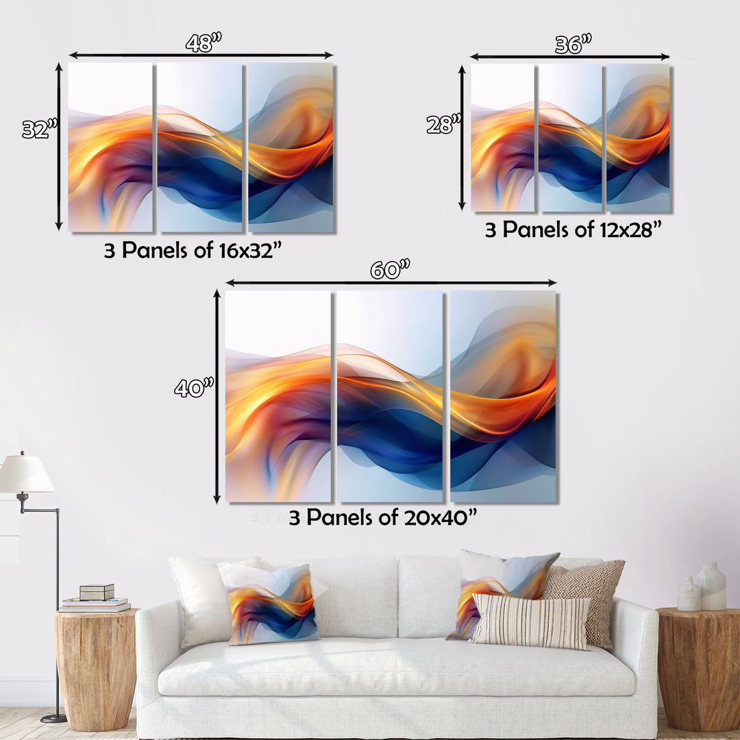 Orange Blue Fractal Fluidity I - Multi-Panels