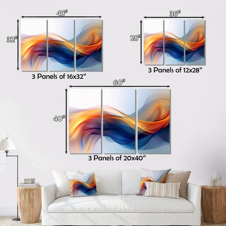 Orange Blue Fractal Fluidity I - Multi-Panels
