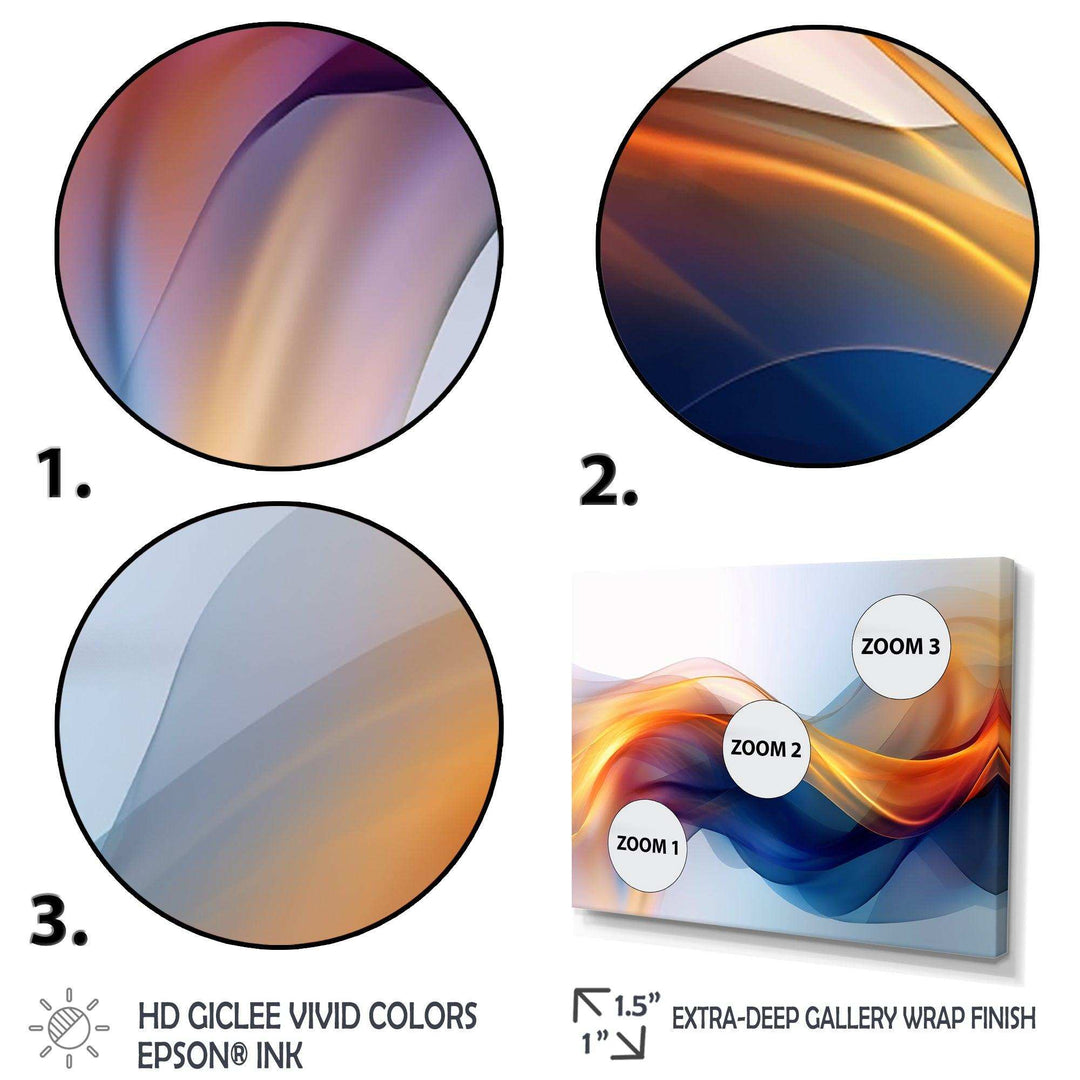 Orange Blue Fractal Fluidity I - Abstract Canvas Wall Art