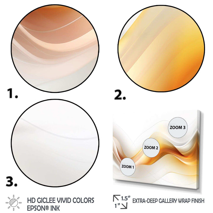 Gold and White Fractal Tsunami VII - Abstract Canvas Wall Art