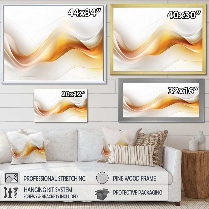 Gold and White Fractal Tsunami VII - Abstract Canvas Wall Art