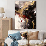 Gold and Red Fluid Fusion II - Abstract Canvas Wall Art