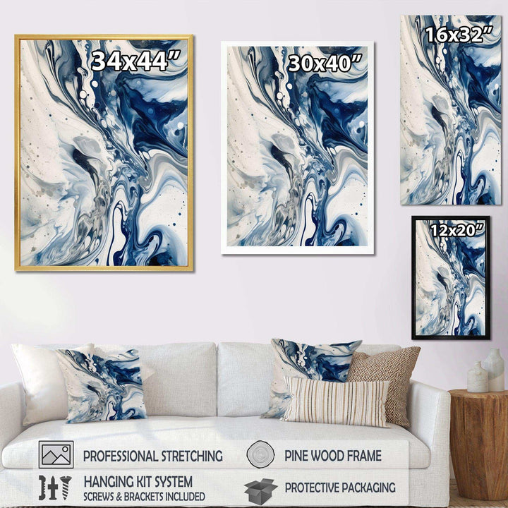 Blue and Grey Ethereal Elixir IV - Abstract Canvas Wall Art
