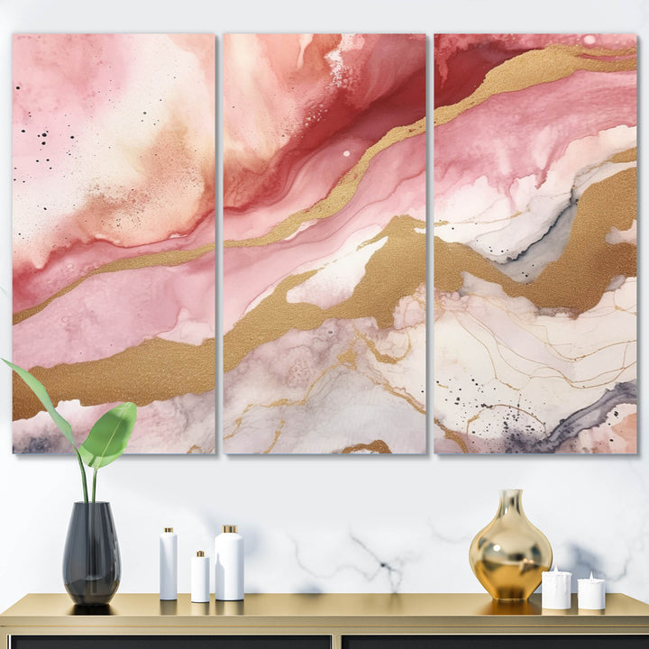 Pink and Gold Enchanted Spills I - Multi-Panels