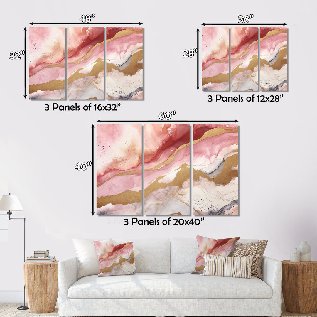 Pink and Gold Enchanted Spills I - Multi-Panels