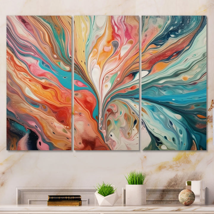Teal Pink Marbled Whimsy III - Multi-Panels