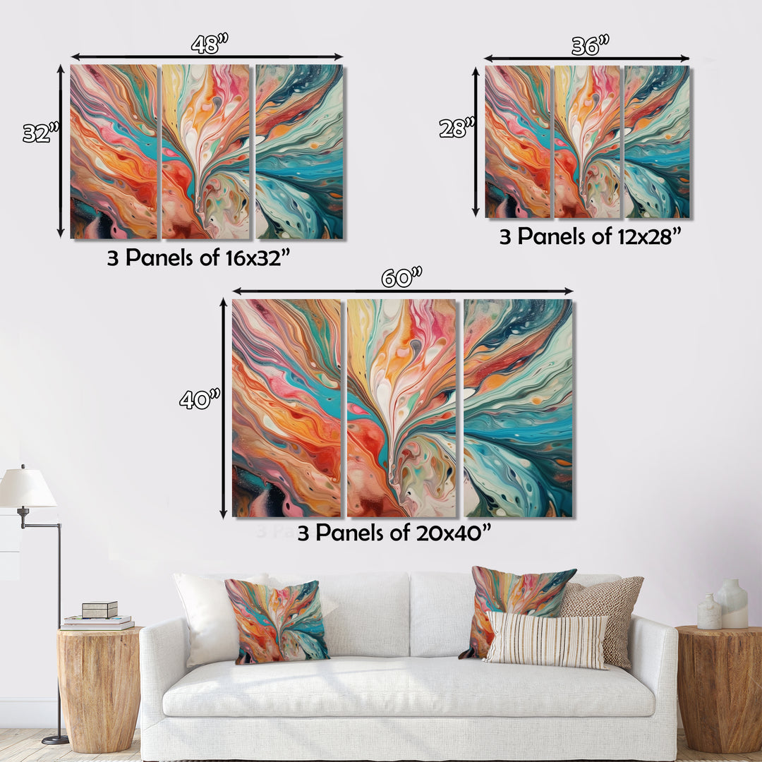 Teal Pink Marbled Whimsy III - Multi-Panel Canvas Prints