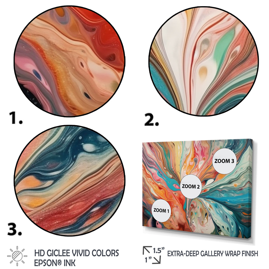 Teal Pink Marbled Whimsy III - Multi-Panels