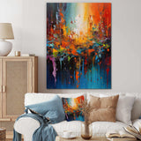 Orange Teal Cubist Fusion - Abstract Canvas Wall Art