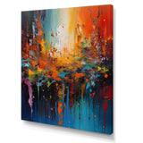 Orange Teal Cubist Fusion - Abstract Canvas Wall Art