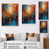 Orange Teal Cubist Fusion - Abstract Canvas Wall Art