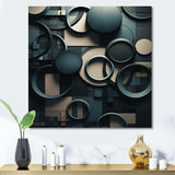 Teal Fragmented Forms - Abstract Canvas Wall Art