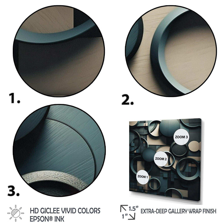 Teal Fragmented Forms - Abstract Canvas Wall Art