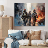 Fireman Heroes In Action II - Americana Canvas Wall Art