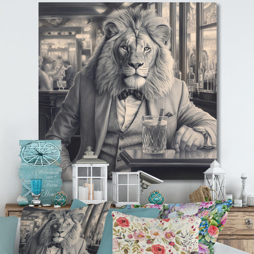 Lion Having A Drink - Animal Home Decor Art