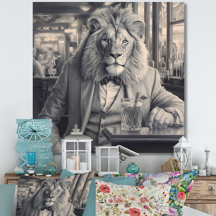 Lion Having A Drink - Animal Home Decor Art