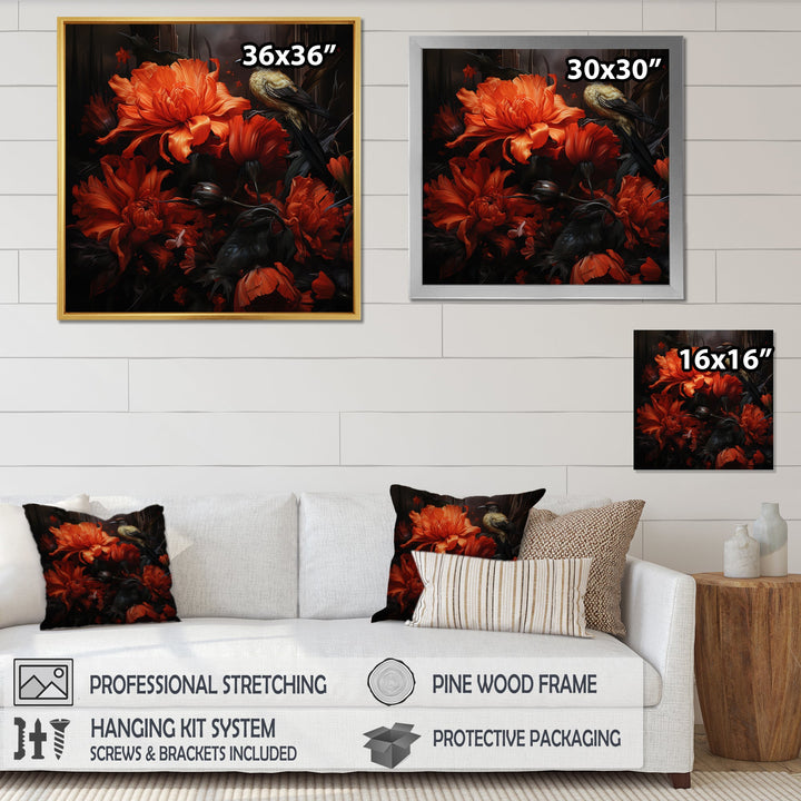 Modern Bluejaybirds On Flower - Bird Canvas Wall Art