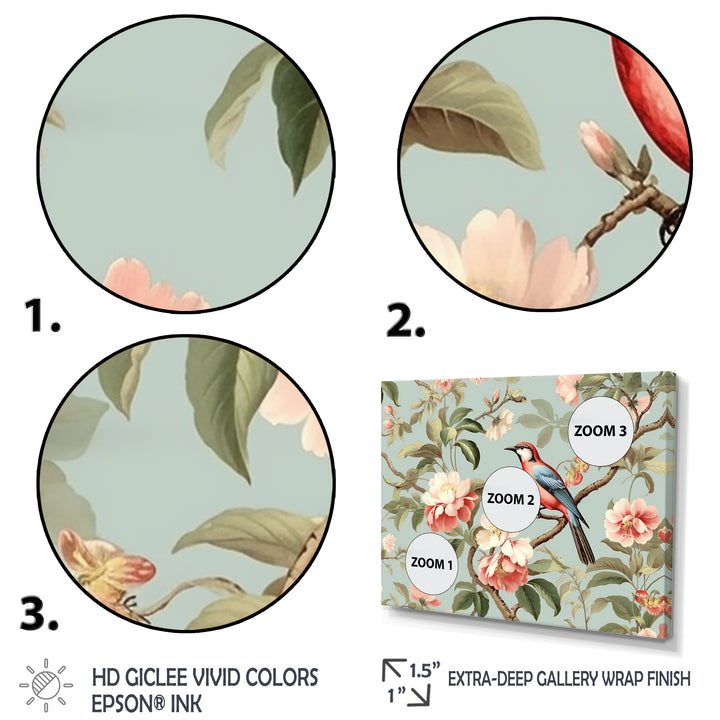 Brown Bird On Floral Trees - Bird Wall Art Prints