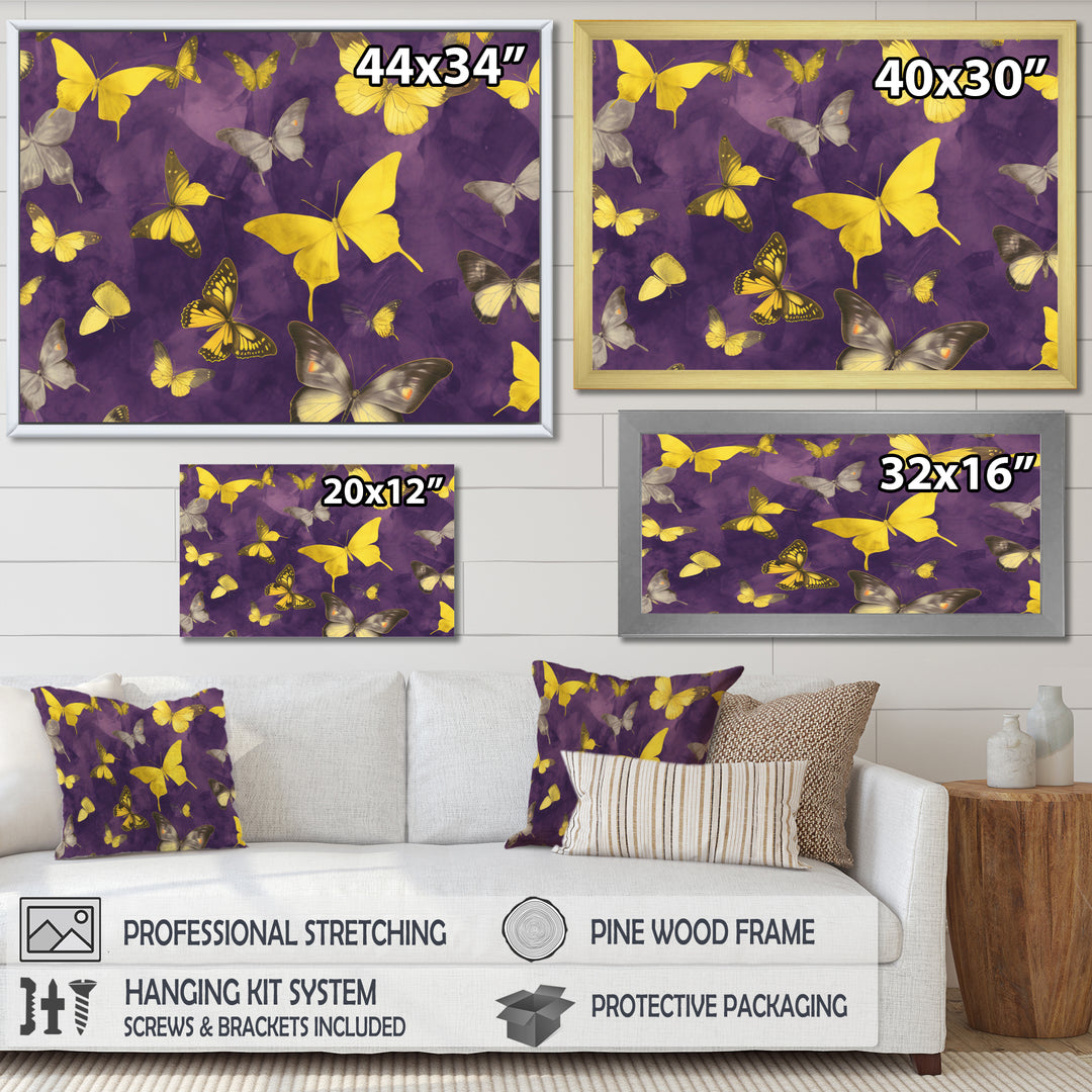 Yellow and Purple Butterfly - Yellow Butterfly Wall Art