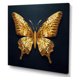 Black and Gold Diamonds Butterly II - Animals Canvas Wall Art