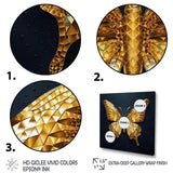 Black and Gold Diamonds Butterly II - Animals Canvas Wall Art