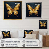 Black and Gold Diamonds Butterly II - Animals Canvas Wall Art