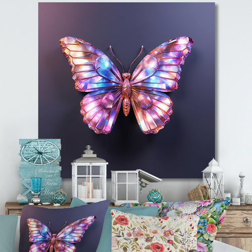 Purple and Pink Butterfly - Butterfly Framed Canvas Art