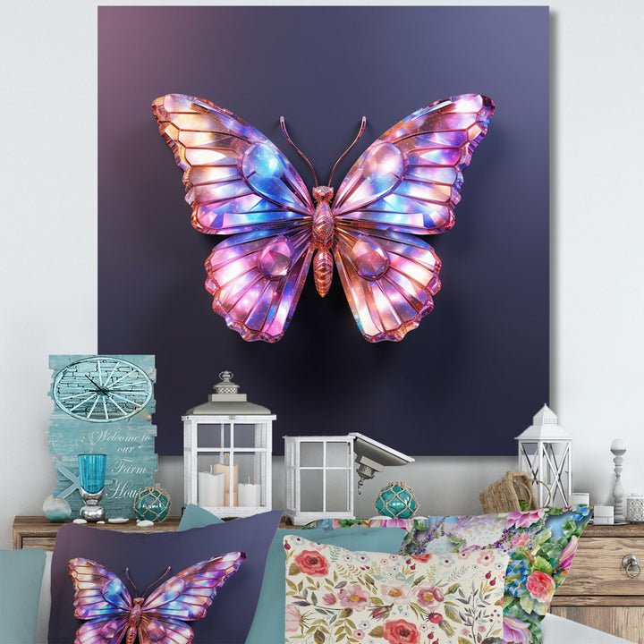 Purple and Pink Butterfly - Butterfly Framed Canvas Art