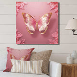 Pink and Gold Butterfly II - Animals Canvas Wall Art