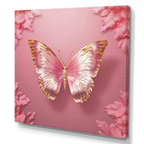 Pink and Gold Butterfly II - Animals Canvas Wall Art