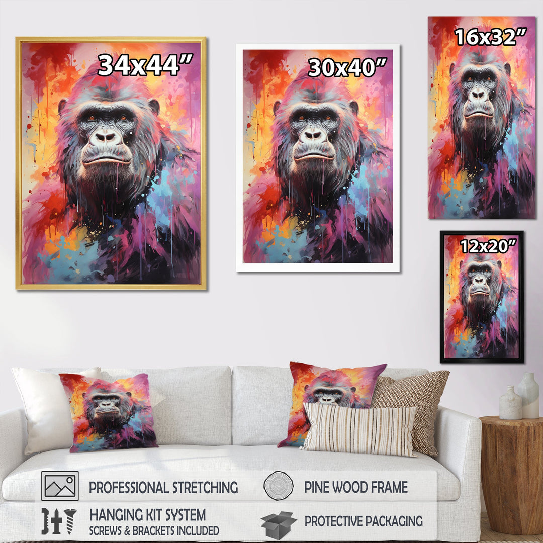 Pink Black Popart Gorilla - Gorilla Wall Art Prints