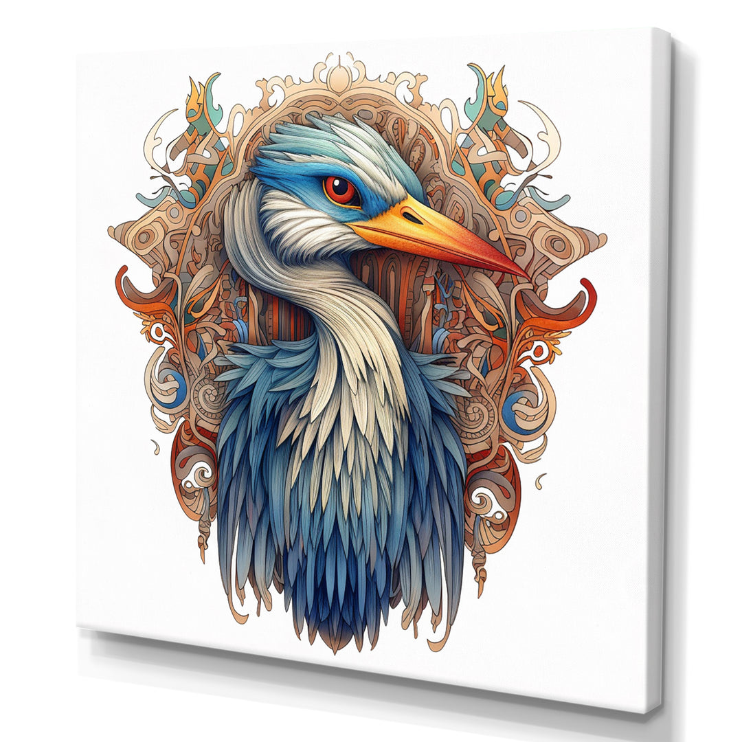 Blue White Vibrant Heron - Blue Heron Wall Art