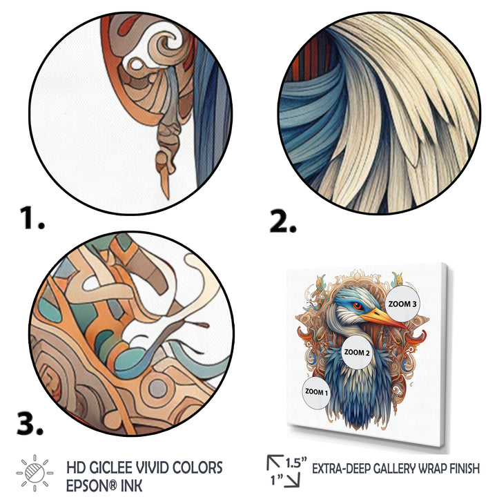 Blue White Vibrant Heron - Blue Heron Wall Art
